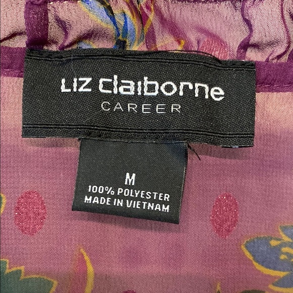 Liz Claiborne Women's Floral Purple Blouse - Picture 3 of 5
